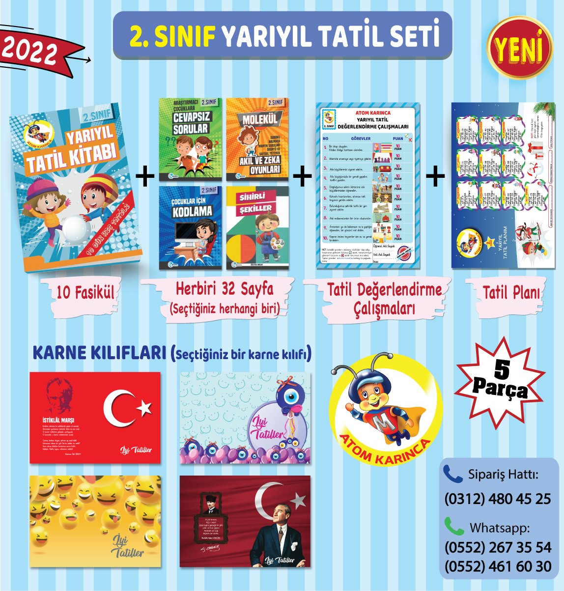 2. SINIF YARIYIL TATİL SETİ-5 PARÇA (Atom Karınca)