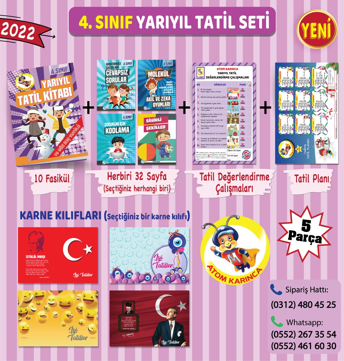 4. SINIF YARIYIL TATİL SETİ-5 PARÇA (Atom Karınca)