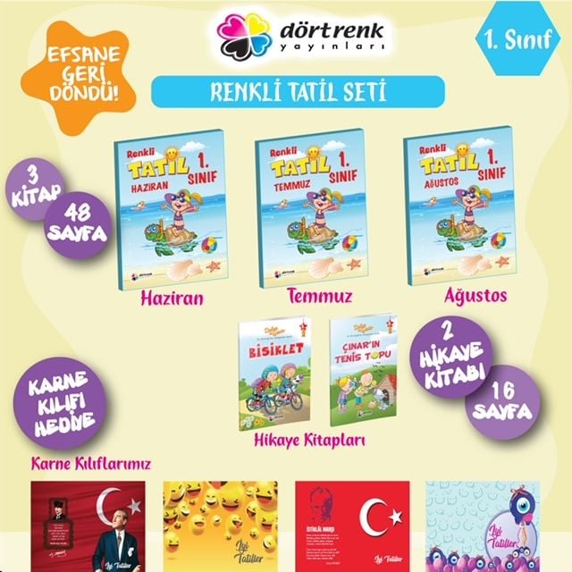 DÖRTRENK-1.SINIF RENKLİ TATİL SETİ (9786257179706)