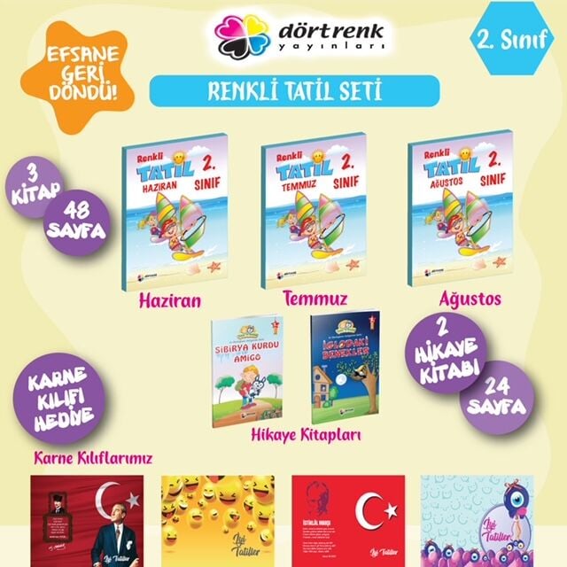 DÖRTRENK-2.SINIF RENKLİ TATİL SETİ (9786257179713)