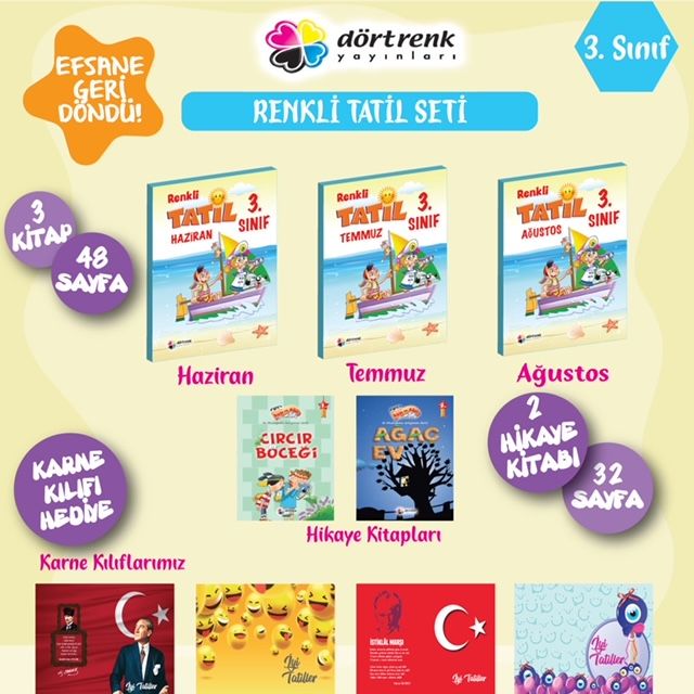 DÖRTRENK-3.SINIF RENKLİ TATİL SETİ (9786257179720)